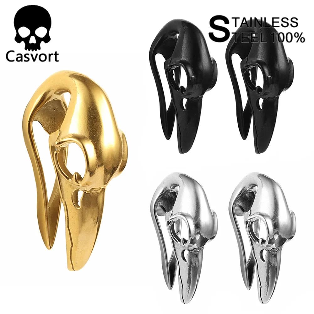 Casvort 2PCS Moda Uccello Pesi per orecchie Tappi Tunnel Gancio Barella Orecchio Calibri Espansore Body Piercing Gioielli per Donna Uomo