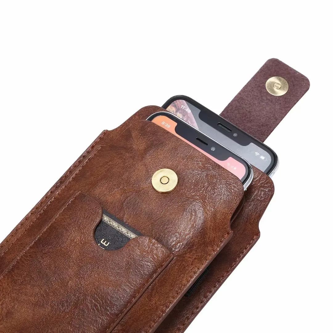 Custodia in pelle di mucca 7.2 doppia custodia per clip da cintura per iPhone 16 15 17 13 12 Pro Max Samsung S25 S24 Plus Redmi Custodia per marsupio da uomo