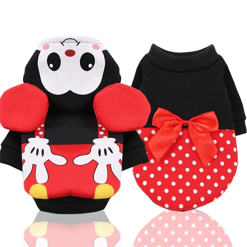 Autunno e inverno Coppie Vestiti per cani Cute Cat Dog Felpe con cappuccio Camicia Vestiti per animali Vestiti di Capodanno Cartoon Mouse Pet Vestiti per bambini