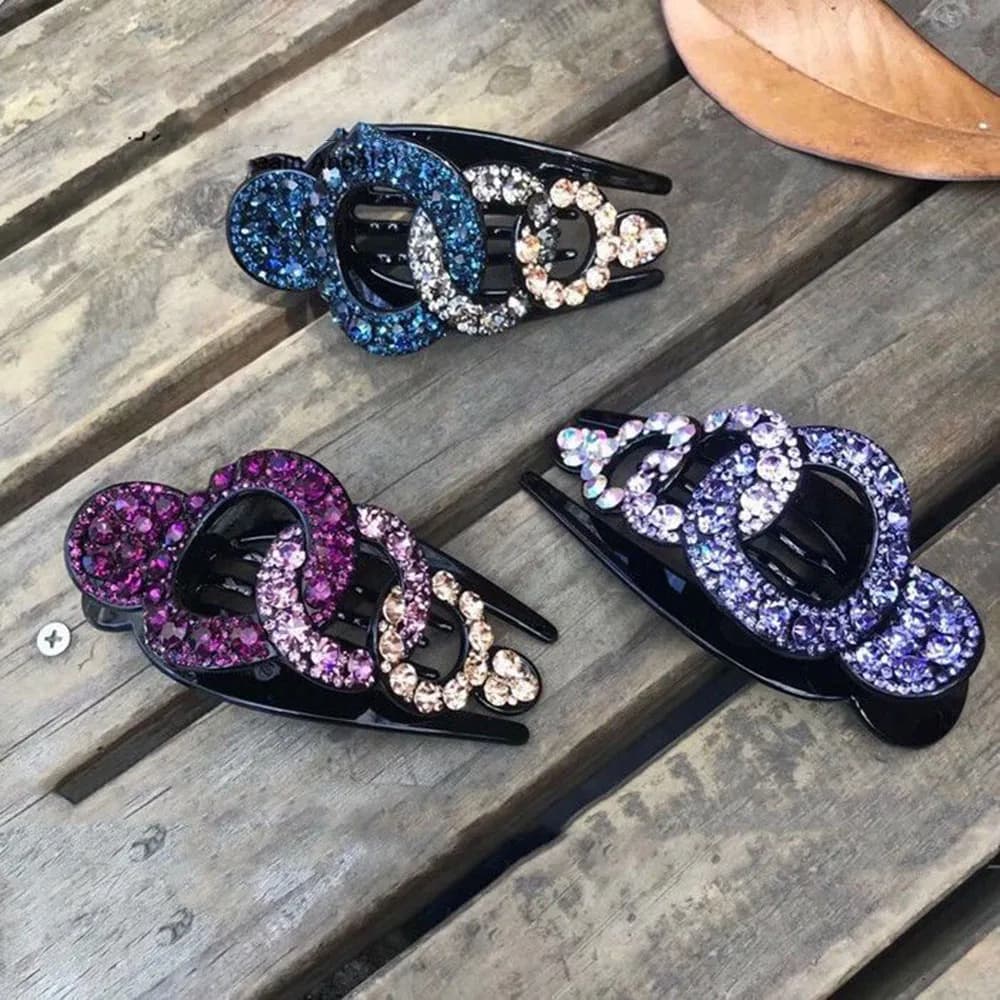 Rhinestone Hairpin Circle Duckbill Hair Claw Retro Crab Hair Clip Hair Accessories For Women Shinning Ponytail Headwear NEW 2022