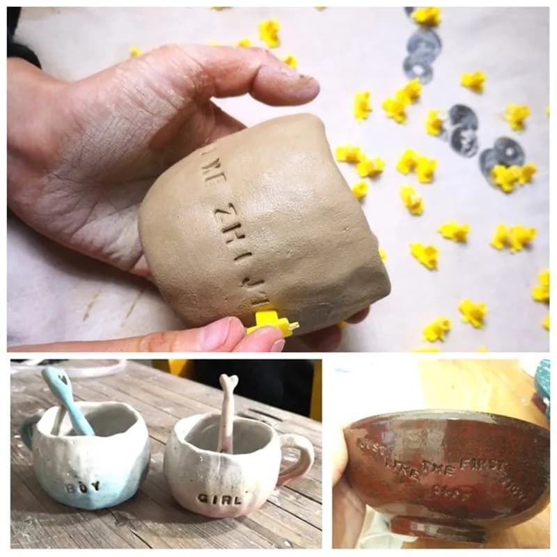 Arte in ceramica Impressione alfanumerica Timbro Strumento per argilla polimerica Set di strumenti per goffratura Taglierina Caramelle morbide Biscotto Ceramica Strumento per goffratura fai da te