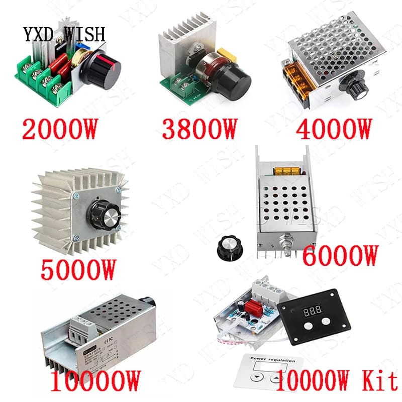 110 V - 220 V 2000 W 3800 W 4000 W 5000 W 6000 W 10000 W SCR Regolatore di tensione LED Dimmer Regolatore di velocità del motore 220 V Dimmer dimmer