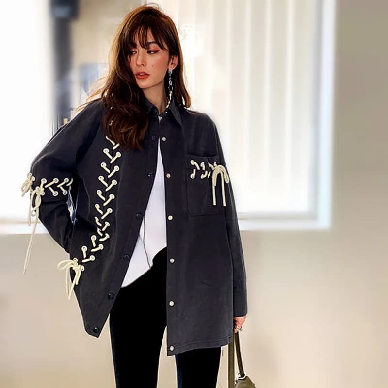 Nuove donne Designer Primavera Camicie lunghe Lace Up Fasciatura Camicette Cappotti High Street Party Camicette Camicie Top NS856