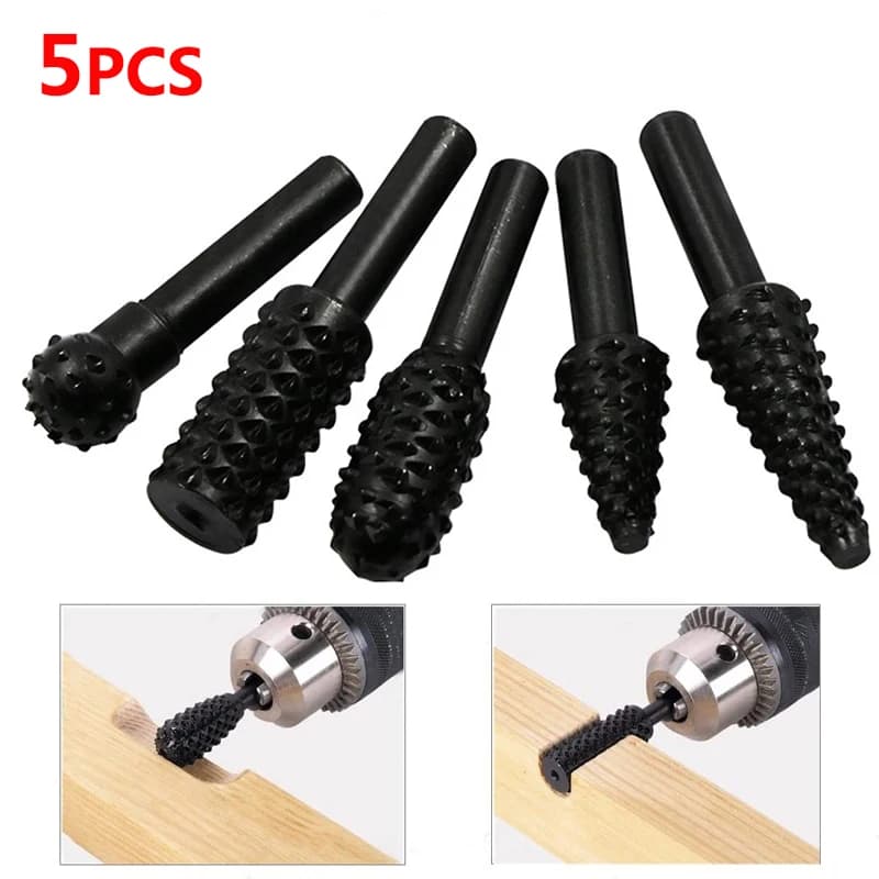 Set di punte da trapano da 5 pezzi 1/4 ''6mm utensili da taglio rotanti con gambo per la molatura di coltelli per la lavorazione del legno Set di frese per utensili per intaglio del legno