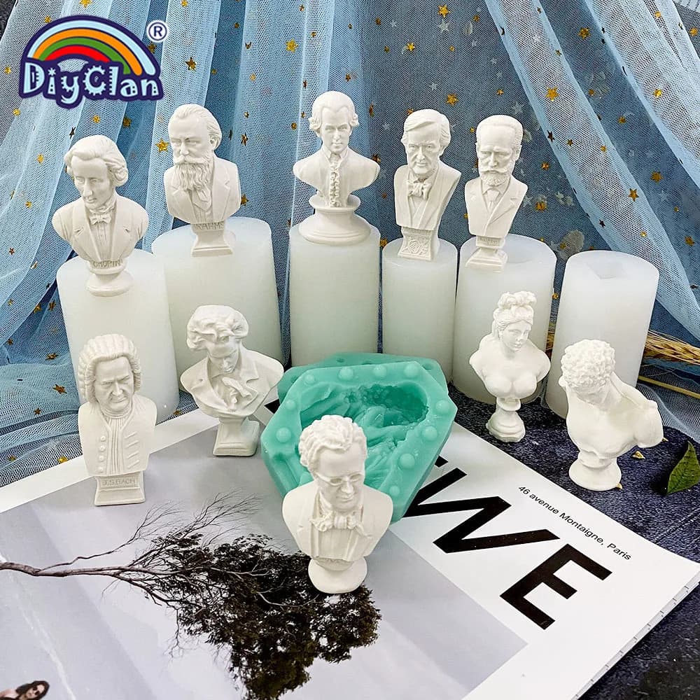 20 Styles Simulation Figure Statue Stamp In Silicone Goddess David Musician Greece Statue For You Resin Gesso Candle That Makes Stamp