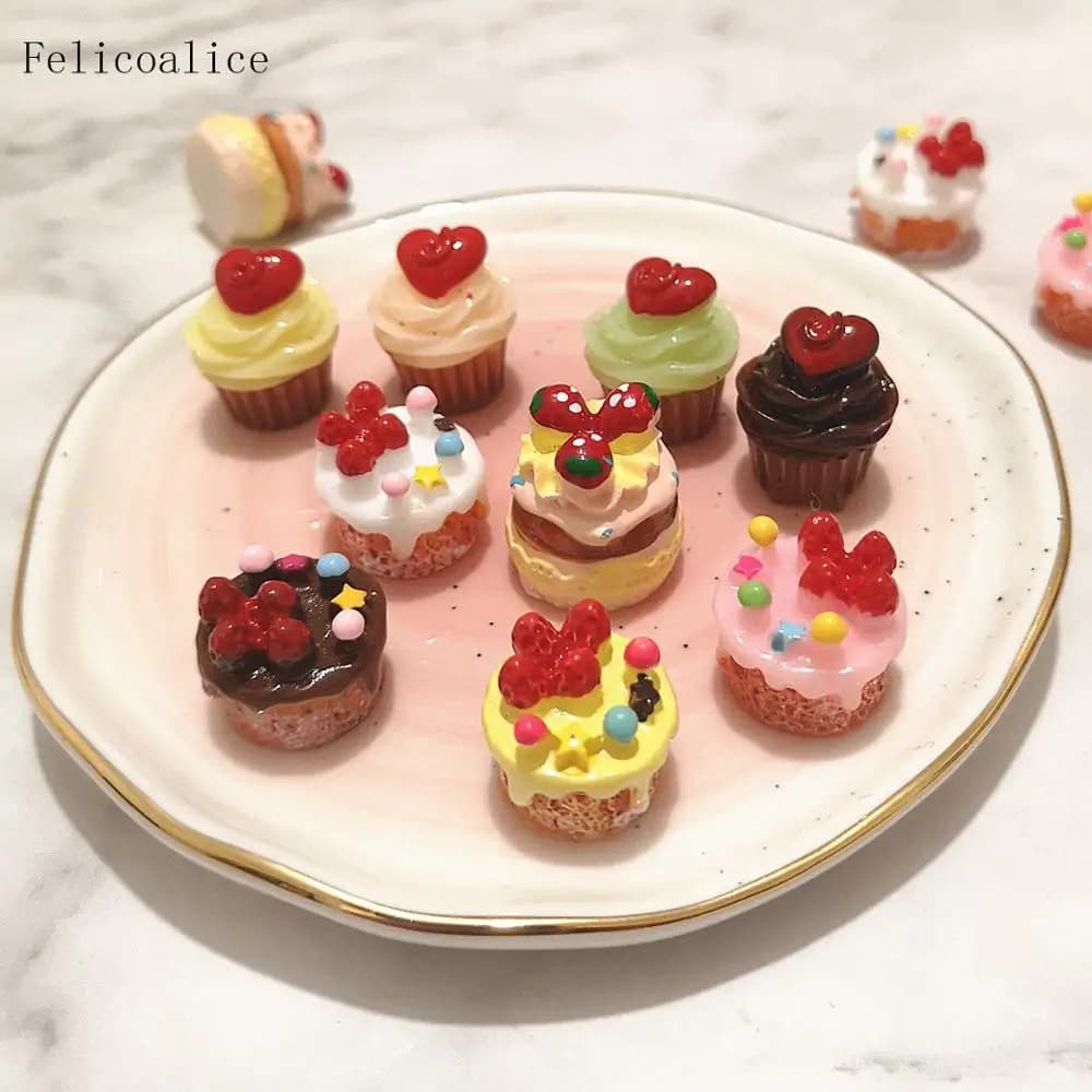 5pcs Melma di riempimento FAI DA TE in miniatura Modello di Torta di Simulazione Figurine Giocattolo Cena Cibo Caramelle