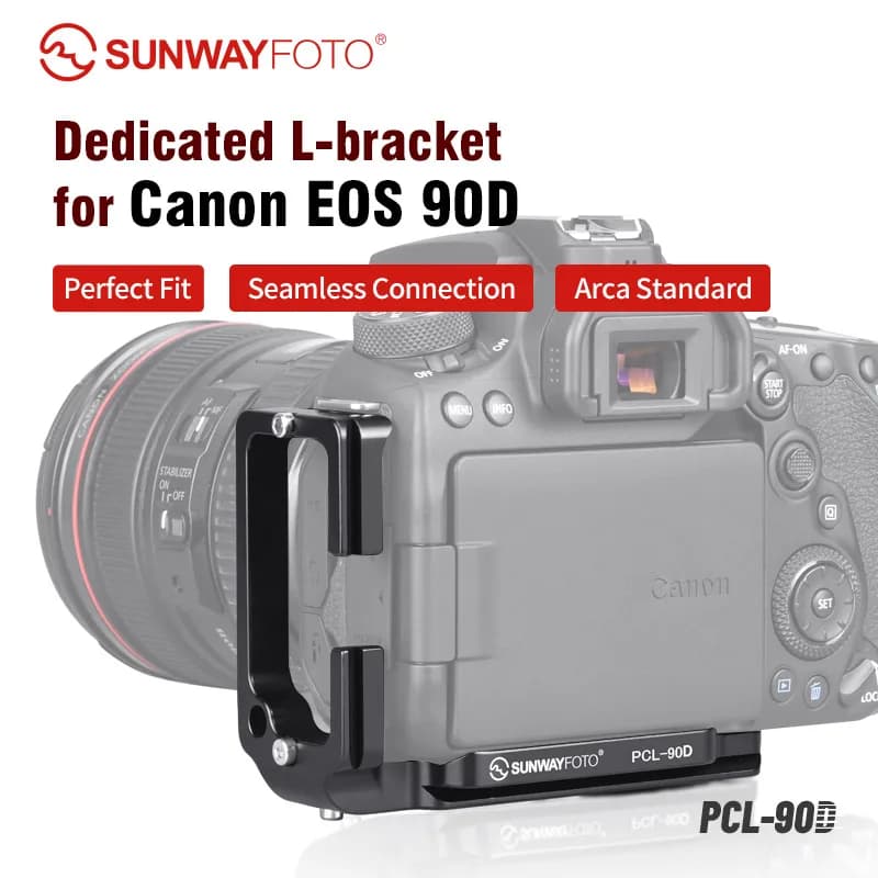 SUNWAYFOTO PCL-90D Piastra a sgancio rapido per testa del treppiede per fotocamera 90D Staffa a L Sgancio rapido in alluminio specifico