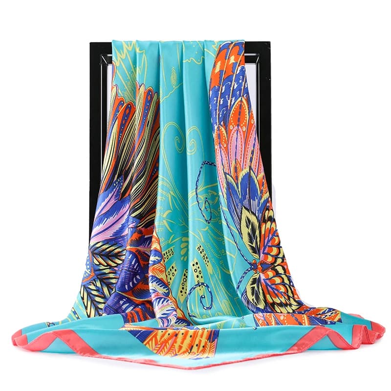 90*90 cm di Lusso Raso di Seta Testa di Modo Delle Donne Fazzoletto Stampa Capelli Piazza Fascia Sciarpe al Collo bandanna floulard Signore Dropship