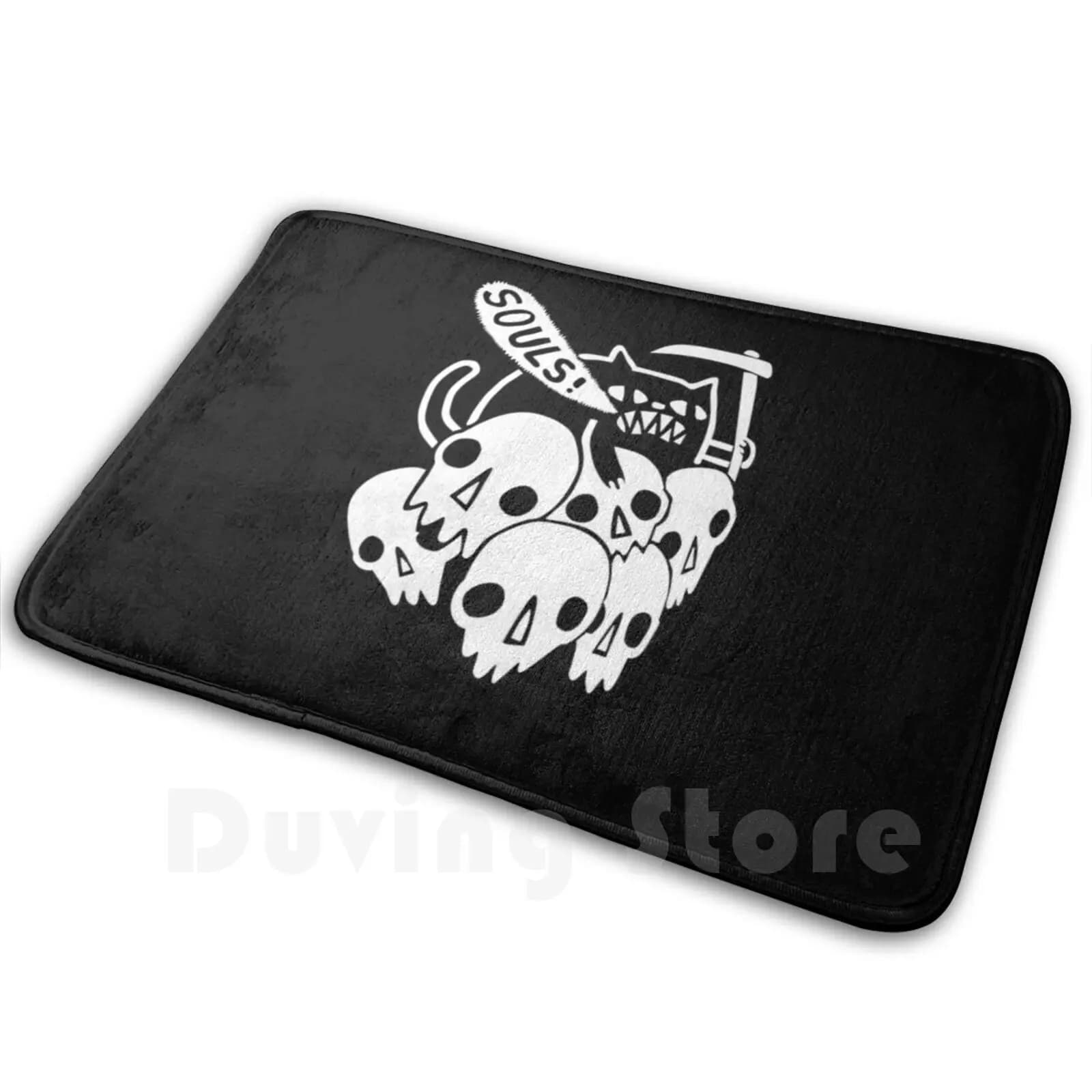 Il gatto ha ricevuto l'anima? Tappeto Tappetino Tappeto Cuscino Morbido Gatto Gatti Teschio Teschi Scheletro Grim Reaper Grim Reaper Dark Soul Souls