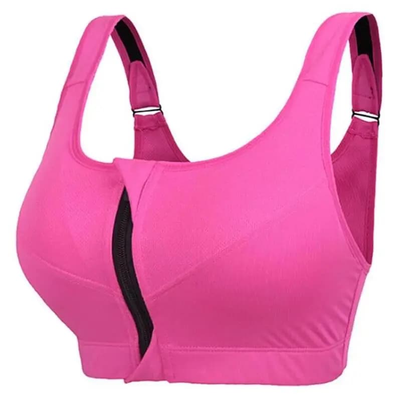 Sports bra in solid color collected without steel ring Running vest Fitness Top with front zipper Sexy shockproof woman's top