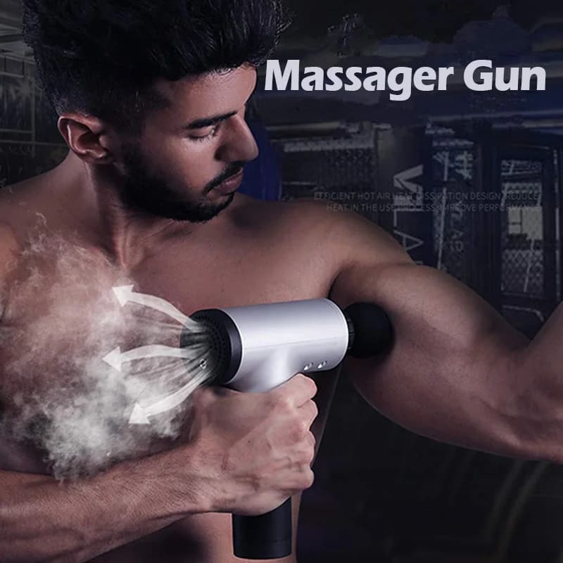 Pistola per massaggio, massaggiatore per tessuti profondi ricaricabile senza fili Dispositivo per massaggio portatile Corpo per massaggio con 4 testine per massaggio