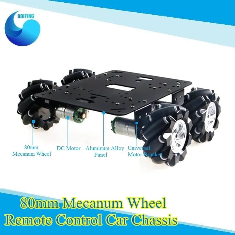 10kg 80mm Mecanum Ruota Kit Telaio Auto Omni Ruota Robot Con Pannello In Metallo Arduino Mecanum Robot Per Arduino Giocattolo FAI DA TE mc800