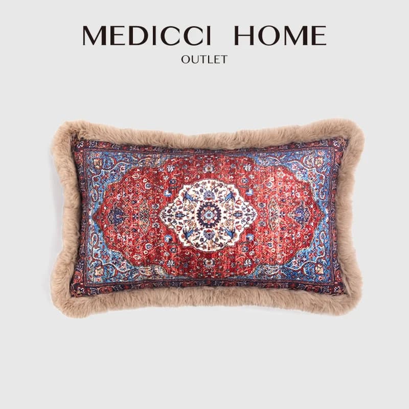 Medicci Home Fodera per cuscino lombare in stile bohemien Exqouisite Chenille Tinti in filato American Retro Soggiorno Federa per cuscino per divano 60x40