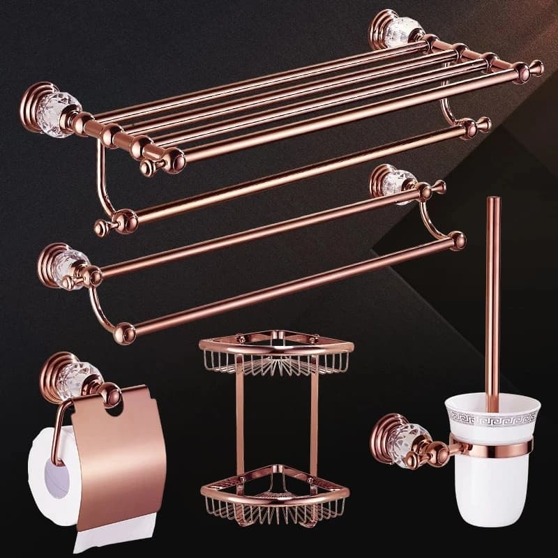 Tuqiu accessori per il bagno portasciugamani in oro rosa, porta carta, porta scopino, portasciugamani, ganci Hardware per bagno in ottone