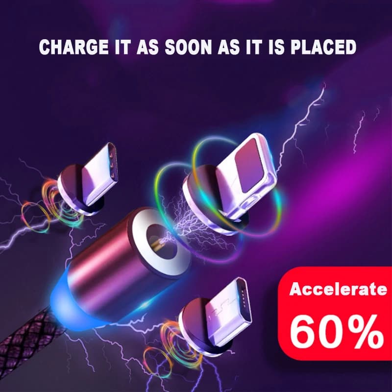Strong Magnetic USB Charge cable mobile phone fast charge Android Type-c IOS magnetic head usb mobile phone charge cable