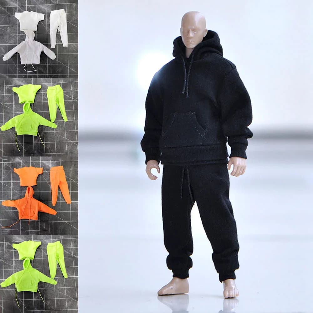 1/12 Balance Clothing Maschile Casual Sport Sweatshirt With Hood Trousers Sleeves Court T-Shirt Model Accessory for 6 inch Action Figure Body