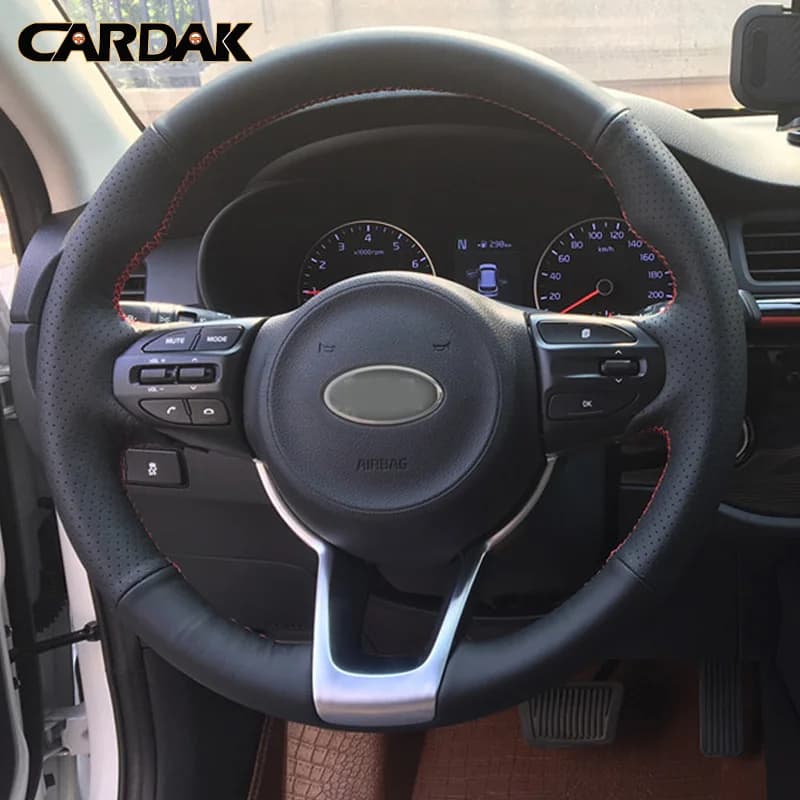 Cardak Black Artificial Leather Flyer Car Cover Wheel Cover for Kia Rio K2 Kx Cross Picanto 2017 Morning 2017 Auto Accessories