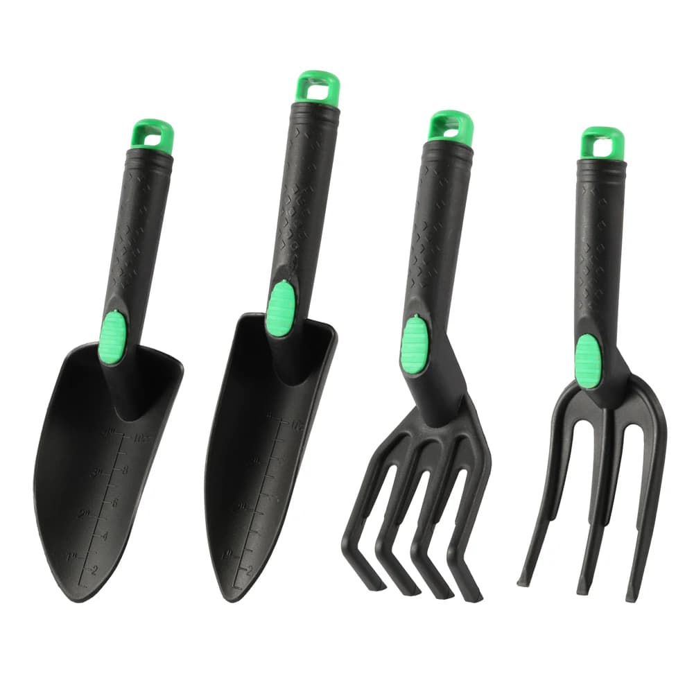 4 pezzi set di strumenti per pala da giardino allentare il terreno punta del rastrello pala rotonda dispositivo per piantare fiori spalare piante in vaso del terreno