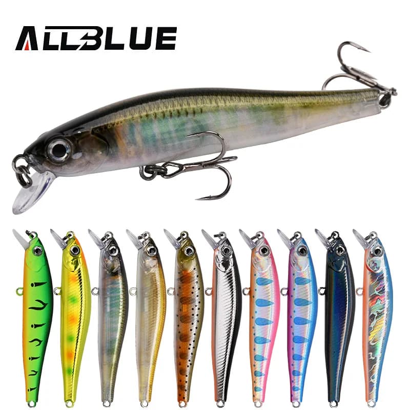 ALLBLUE NIMBLE 70S Minnow poco profondo esca da pesca silenziosa 70mm 5.5g Wobbler magnetico affondamento lento Bass Pike trota esca artificiale