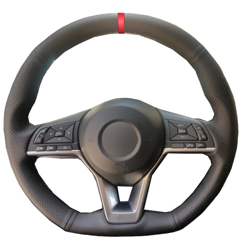 Cucito a mano Rosso Top Marker Coprivolante per Nissan Note 2016 2017 2018 2019 2020 2021 D Tipo Treccia sul Volante