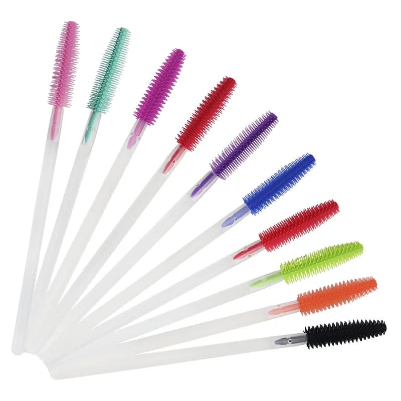 Hot 50 Pz Use And Drop In Silicone Eye Brushes Transparent Rod Mascara Stick Eye Lash Brush Eye Extension Eye Eyelashes Makeup Tools