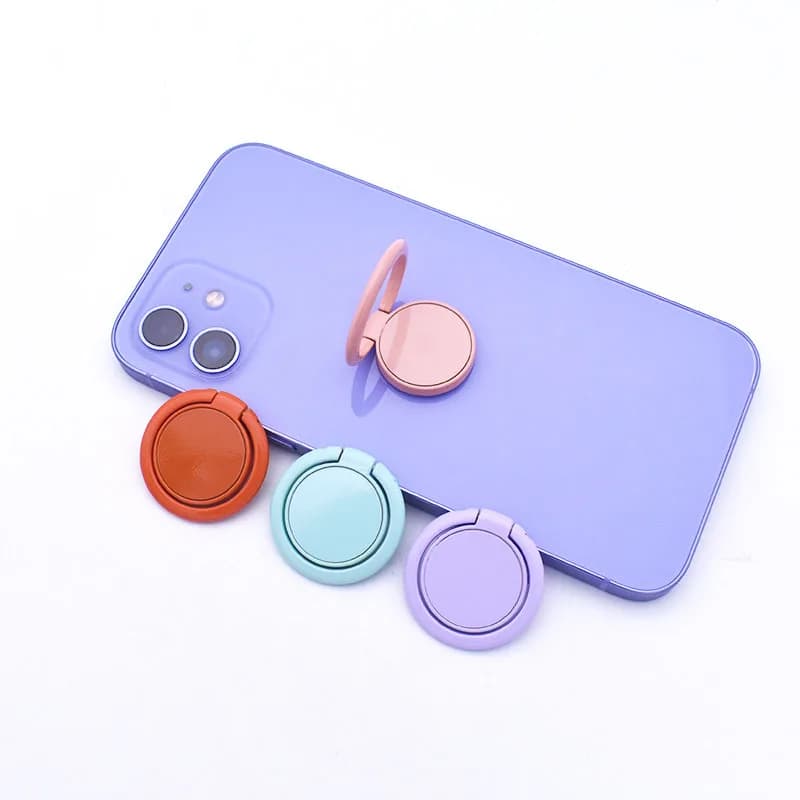 Ultra-Thin Round Phone Finger Ring Holder For iPhone Samsung Magnetic Car Holder Colorful Smartphone Bracket Phone Desk Stand