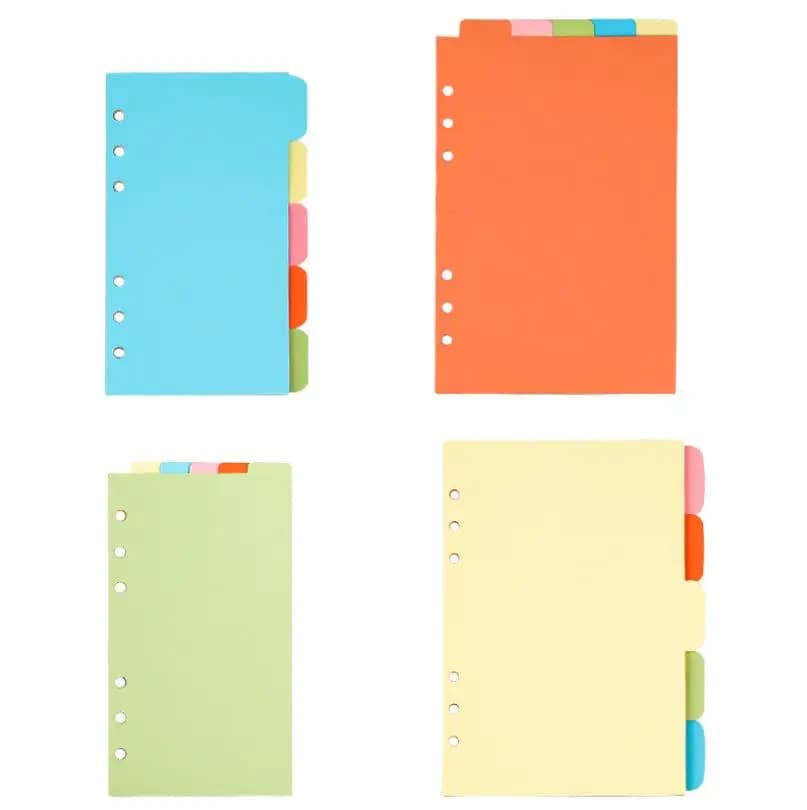 A5/A6/A7/B5/A4 Divisore di carta Indice Pagina Schede per raccoglitori ad anelli a 6 fori Quaderni Filofax Diario di viaggio Diario Planner