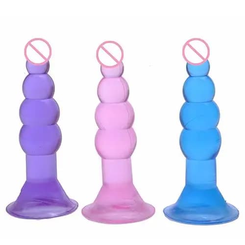 Piacere Unisex perline flessibili giocattolo del sesso anale Butt Plug inserto con ventosa butt plug flessibile con ventosa regali base