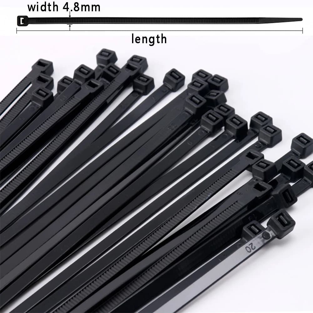 100PCS4.8x150 fascetta per cavi in nylon di plastica autobloccante nero bianco larghezza standard 4.8 fascetta per cavi fascetta per cavi ad anello fisso 4.8x200 4.8x300