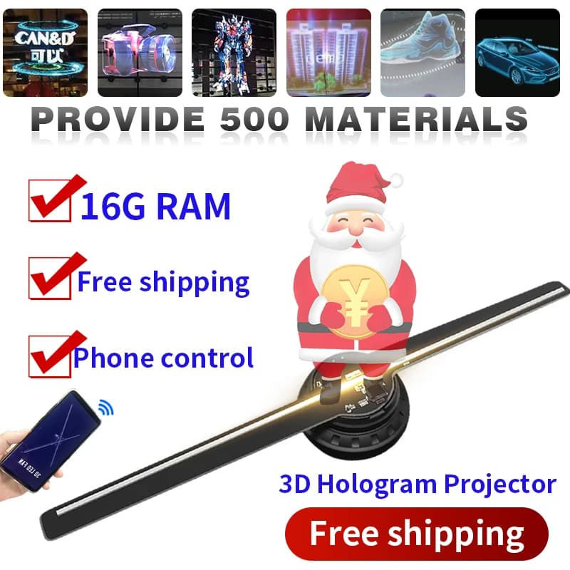 Schermo pubblicitario ologramma Fan Led segni luminosi proiettore ologramma 3d pubblicità per immagine hd proiettore Video illuminazione luce
