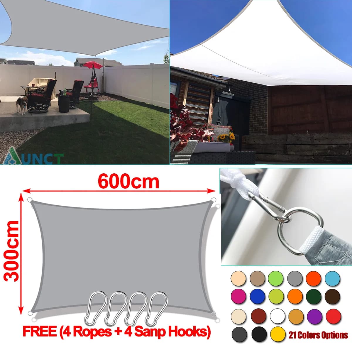 3x6M 420D Oxford rettangolo visiera parasole vela copertura piscina protezione solare tende da sole esterno impermeabile vela ombra panno gazebo baldacchino