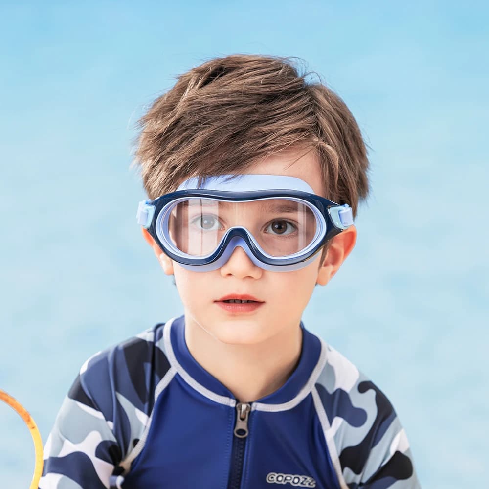 COPOZZ Professional swimwear for children with big frame Anti-snatching Wide view Swim equipment for boys Girls Kids glasses