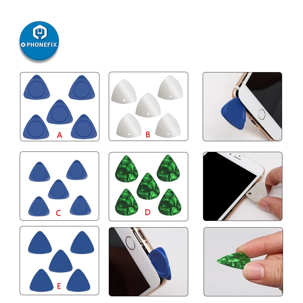 5 pezzi di plastica durevole plettri per chitarra strumenti di leva strumento di apertura della lama triangolo kit di riparazione del telefono cellulare per strumento manuale di riparazione iPhone