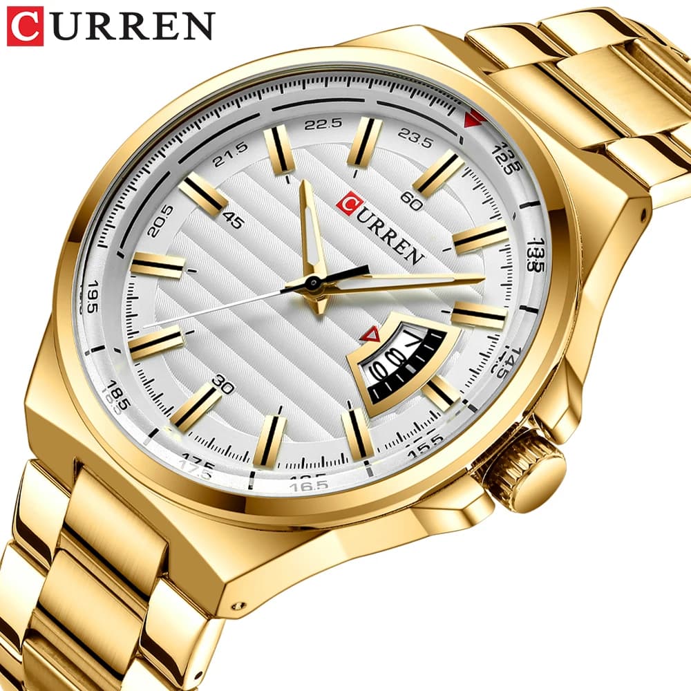 Luxury Men's Watch Brand White Gold Top Brand CURREN Watches Stainless Steel Quartz Wrist Watch Automatic Relogio Male