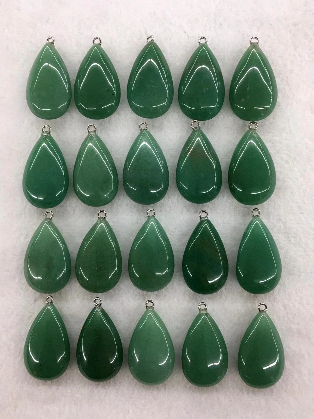 Ciondolo con perline a forma di pera avventurina verde 32mm Collana fai da te con gioielli in pietra preziosa da 10 pezzi all'ingrosso