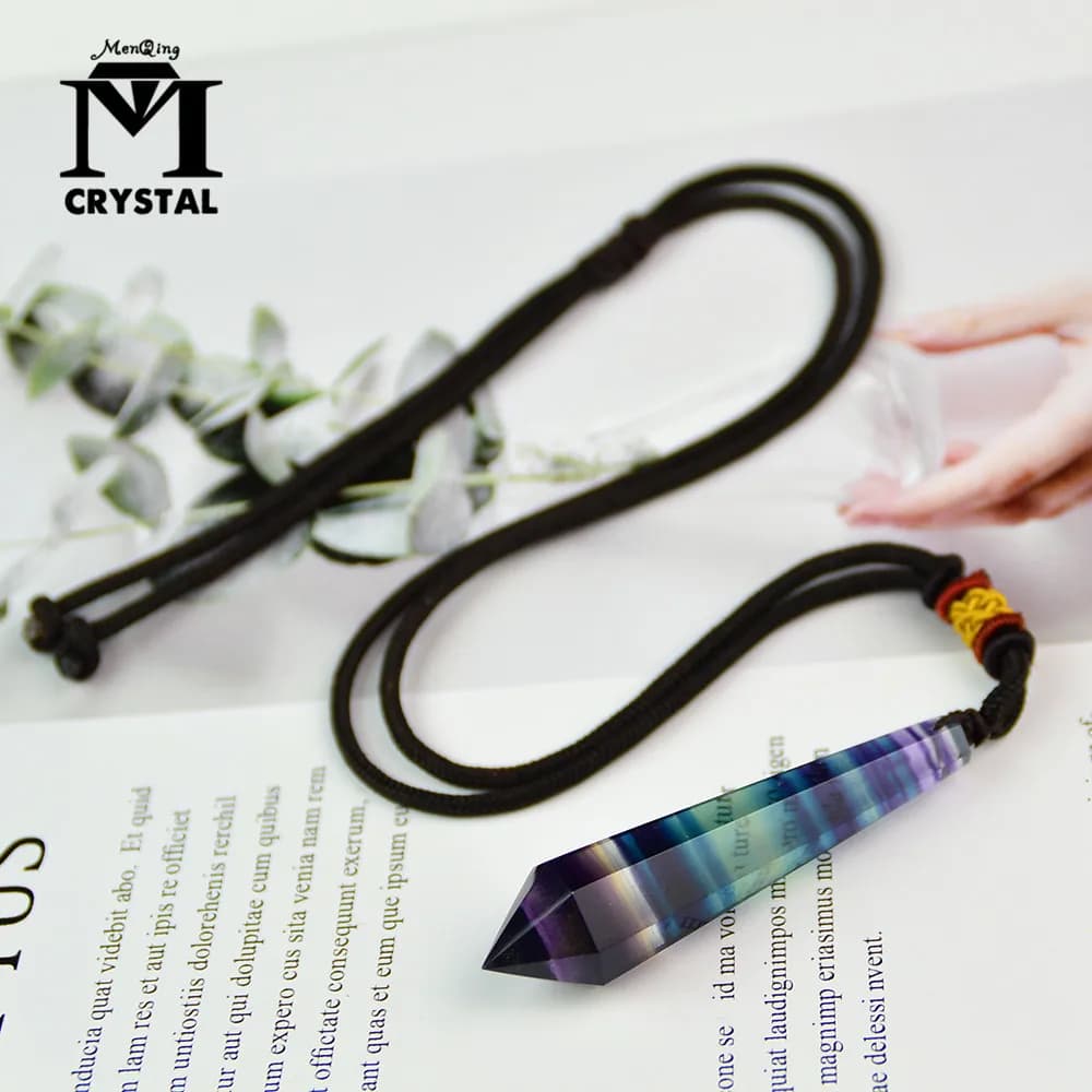 Pietre di fluorite naturale Penduli Ornamento Amuleto Quarzo Reiki Guarigione Cristallo Meditazione Pendolo esagonale Ornamento