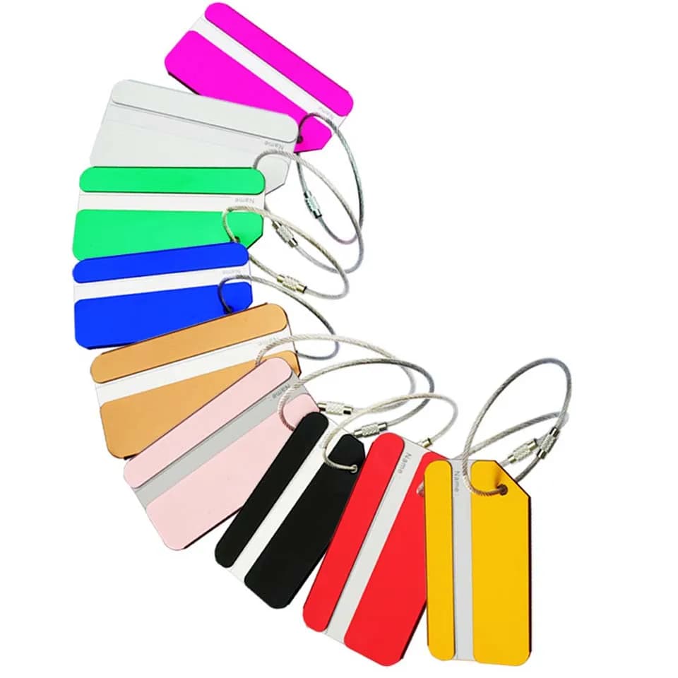 1PC Accessori da viaggio in metallo e alluminio Bagagli Bagagli Valigia Zaino Borse Etichette per indirizzo Porta etichette con nome per donna Uomo
