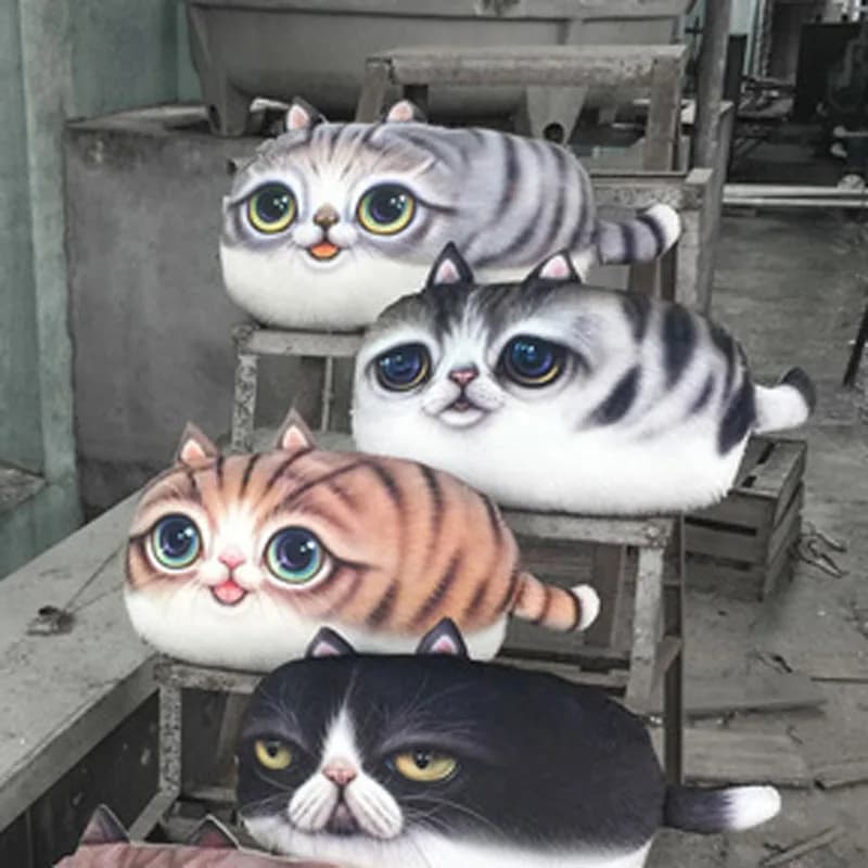 3D Cute Cat Cushion Cover 55x32cm Creative Cartoon Animal Sofa Pillow Washable Office Nap Pad Home Decor