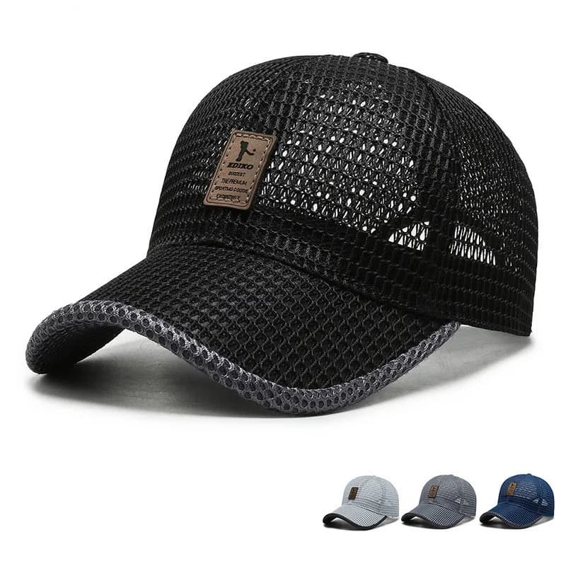 Summer Unisex Men's Fishing Baseball Hats Snapback Network Breathable Women's Casual Sports Hats Black