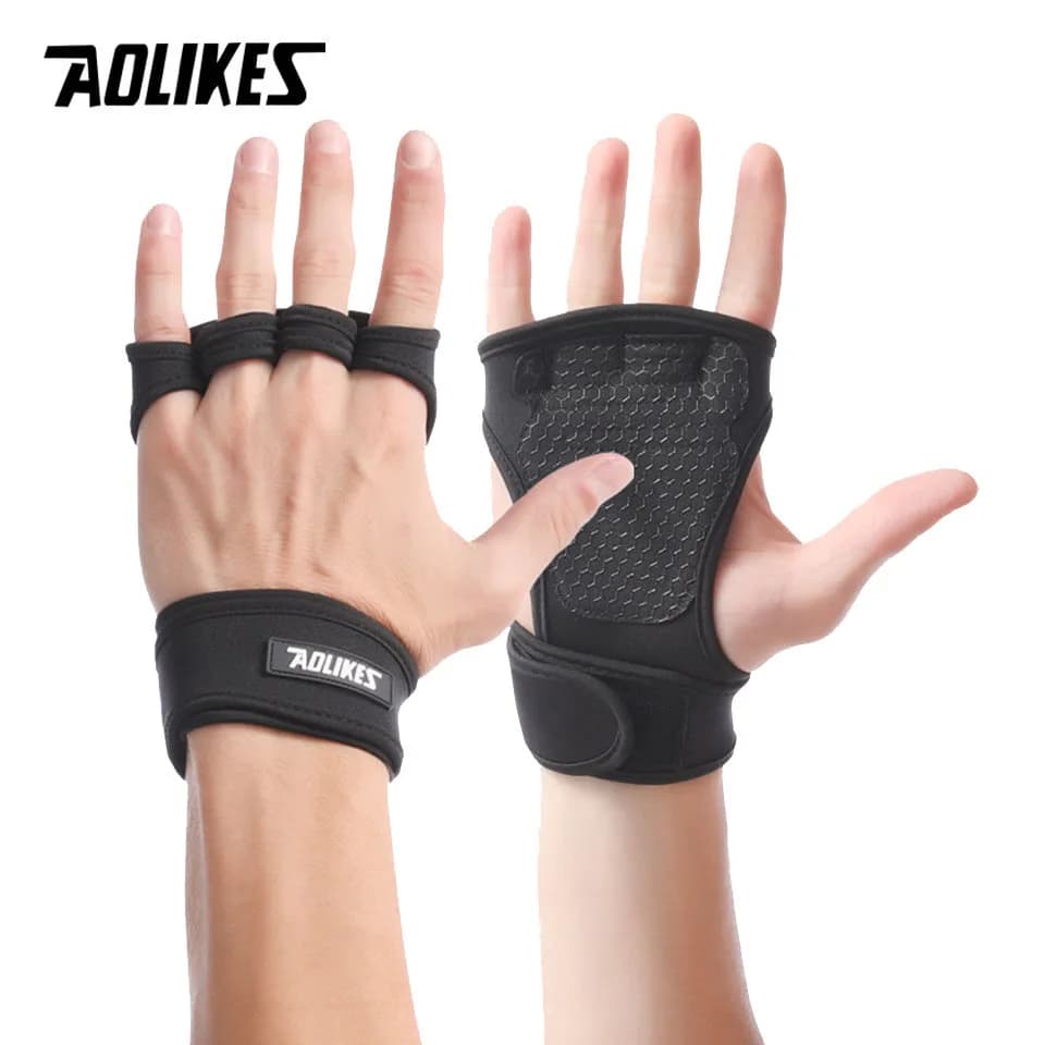 AOLIKES guanti per sollevamento pesi allenamento manopole da palestra guanti da Fitness donna uomo Crossfit braccialetti per Bodybuilding protezione per il palmo della mano