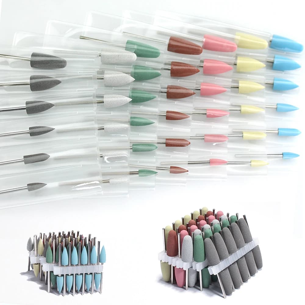 6/10pcs fresa per trapano per unghie in gomma siliconica per Manicure lucidatura flessibile lime per unghie rotanti elettriche accessorio d'arte