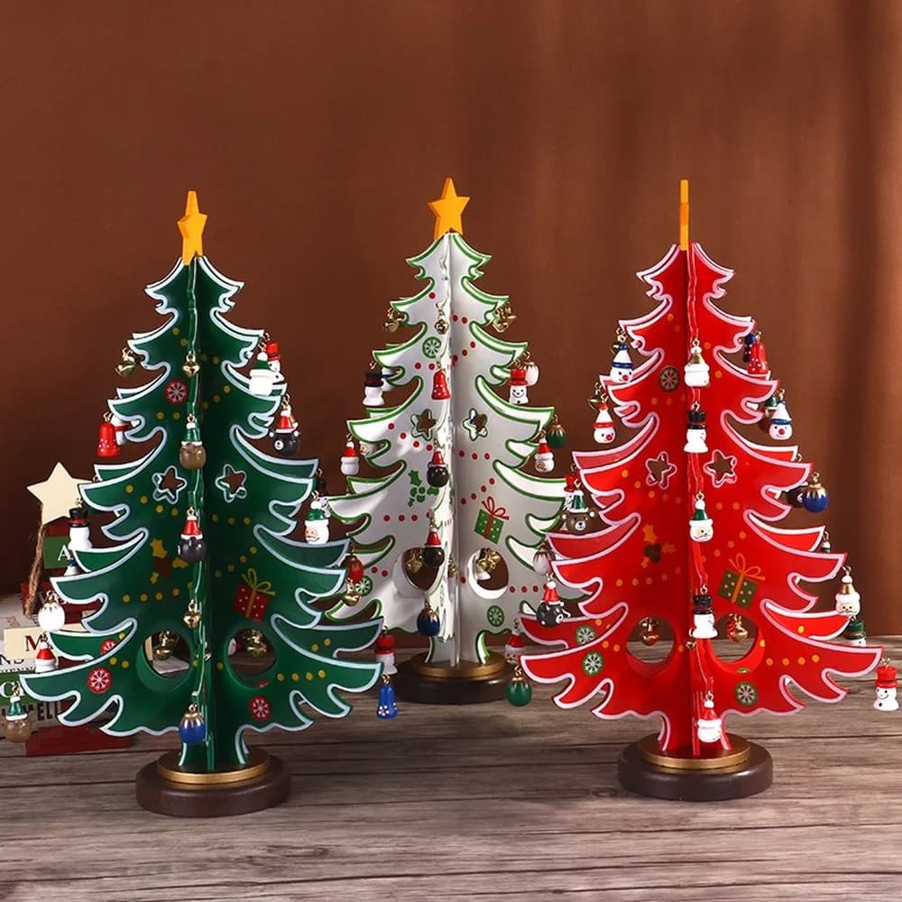 Nuove decorazioni natalizie albero di natale in legno decorazione della casa assemblaggio creativo fai da te decorazione del Desktop giocattolo a mano in legno