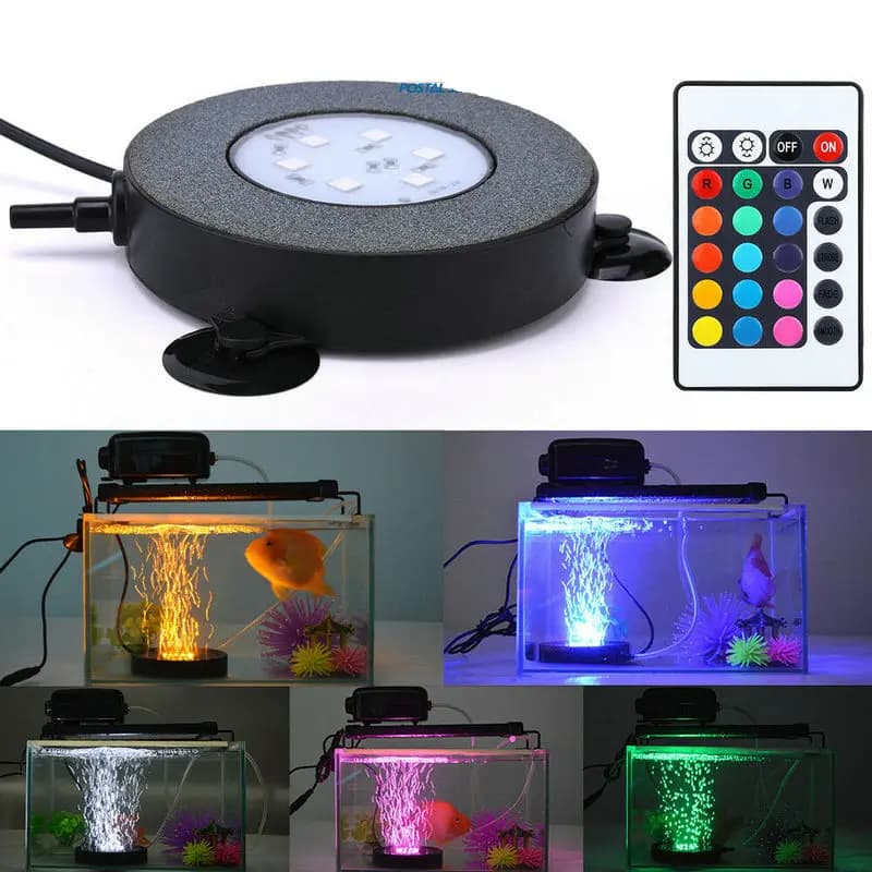 24 tasti telecomando IP68 impermeabile acquario sommergibile pesce/tartaruga serbatoio aria pietra bolla Led luce RGB pompa subacquea Decor