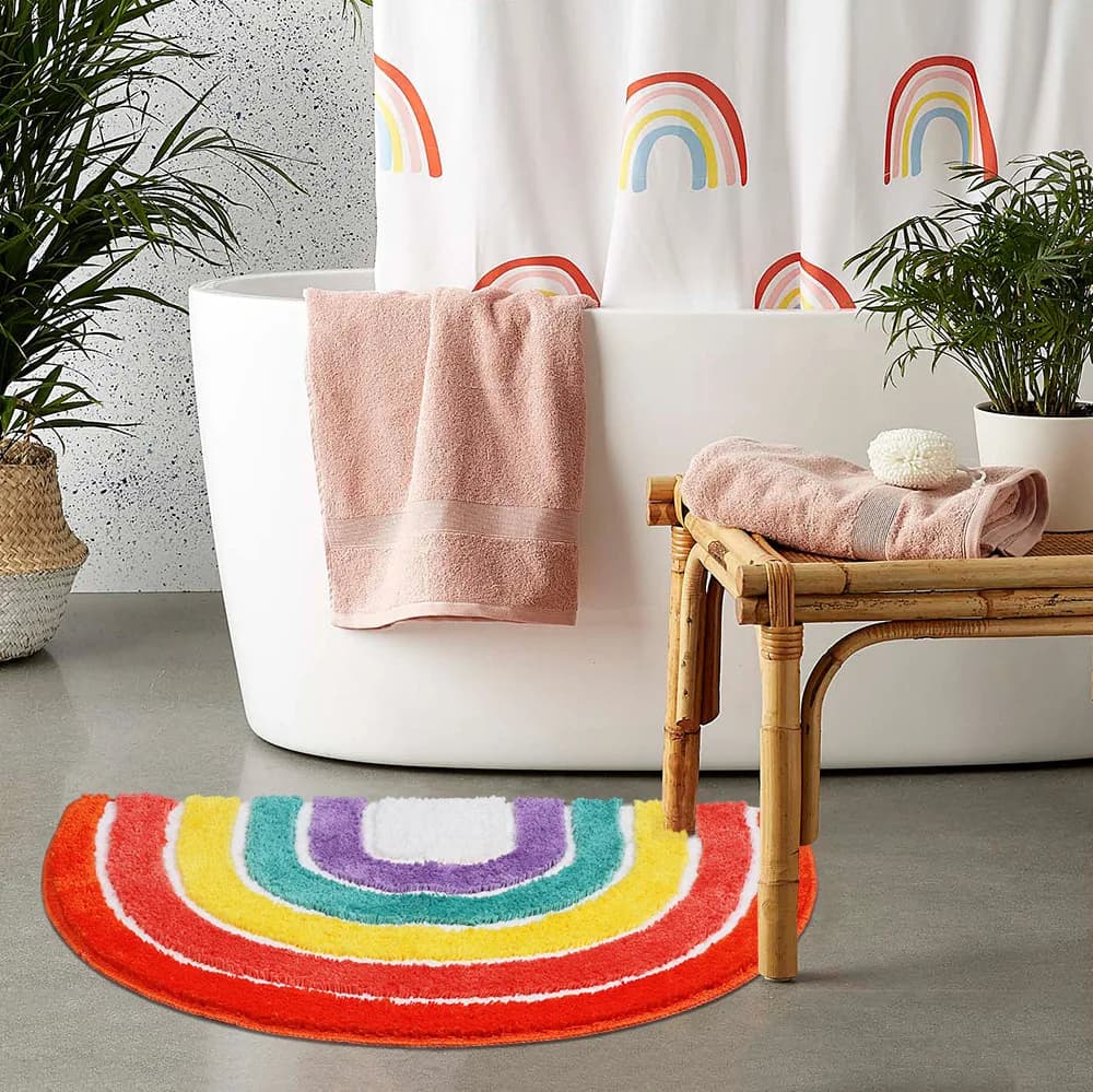 Tappetino assorbente per bagno tappetino per porta d'ingresso tappetino per tappetino tappetino da bagno tappetino da bagno a forma di arcobaleno arredamento moderno per la casa