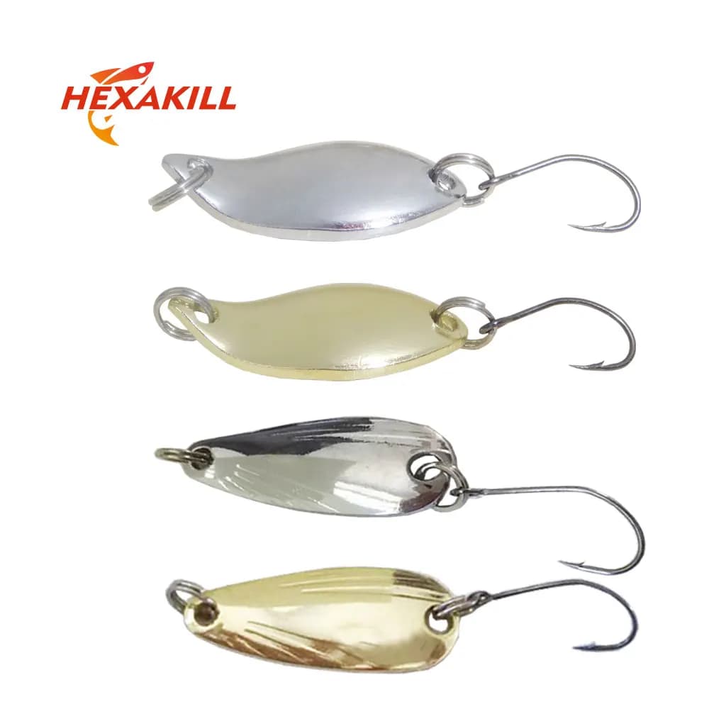 1 pz 2.5g/3.5g/5g Cucchiai da pesca Esche per trota Esca in metallo Spigola artificiale Duro Paillette Gancio in acciaio metallico Affrontare esche