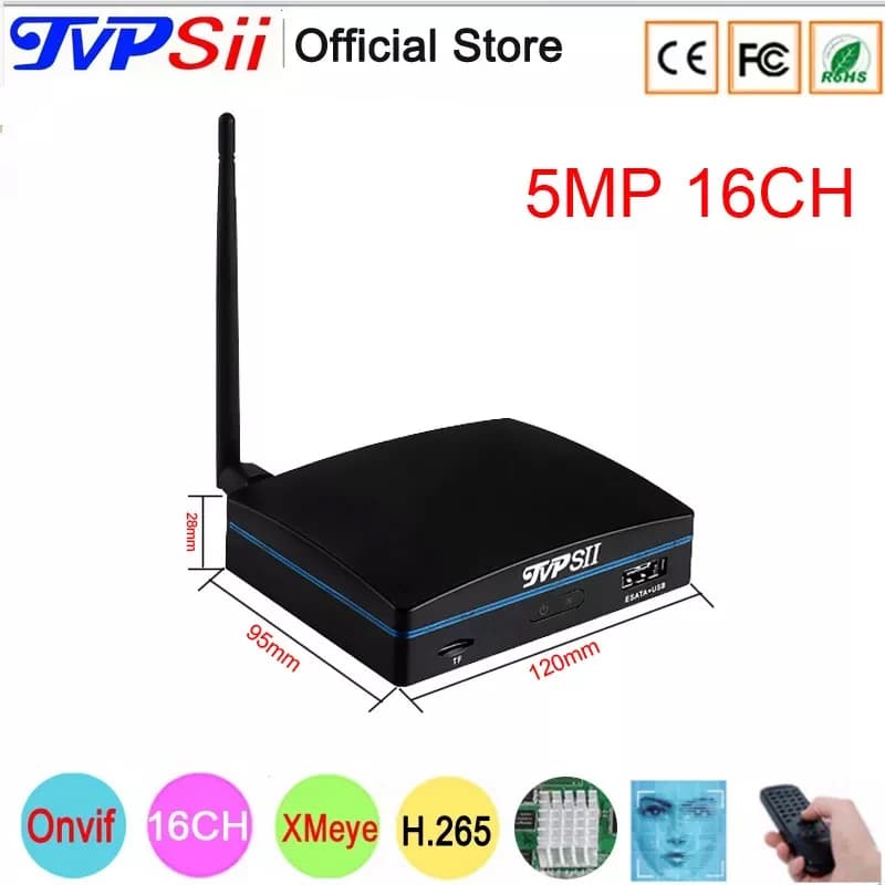 Xmeye Hi3536D H.265 + MAX.256GB SD Card Mobile HDD 5mp 16CH 16 canali Onvif Face Detection Mini WIFI CCTV DVR NVR System
