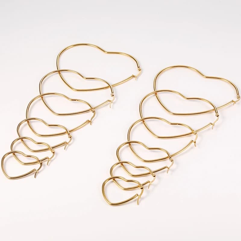 Orecchini a cerchio grande in acciaio inossidabile con cuore 20-70mm di moda per gioielli da donna con orecchini a forma di cuore ovale a forma di stella ovale