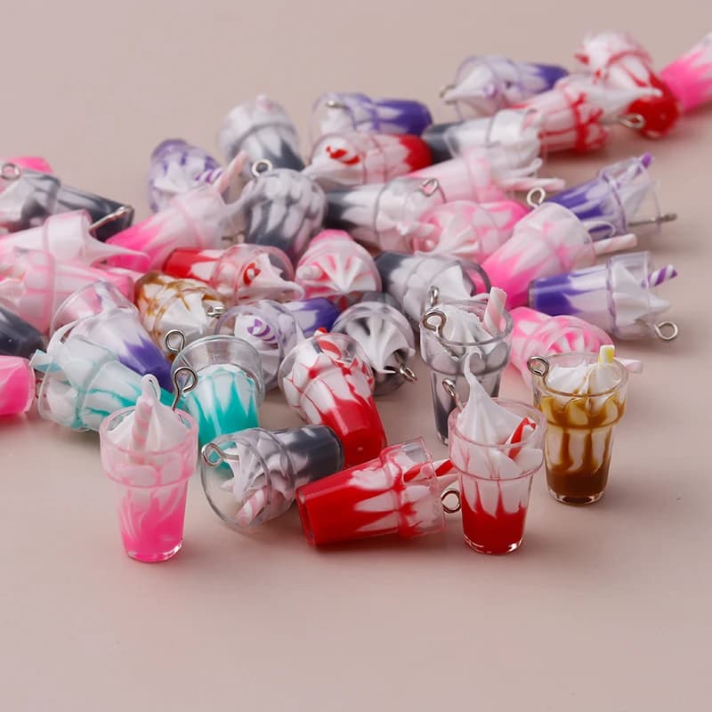 10pcs 26x13mm Cartoon 3D Resin Ice Cream Charms for DIY Making Pendants Necklaces Cute Earrings Handmade Bracelets
