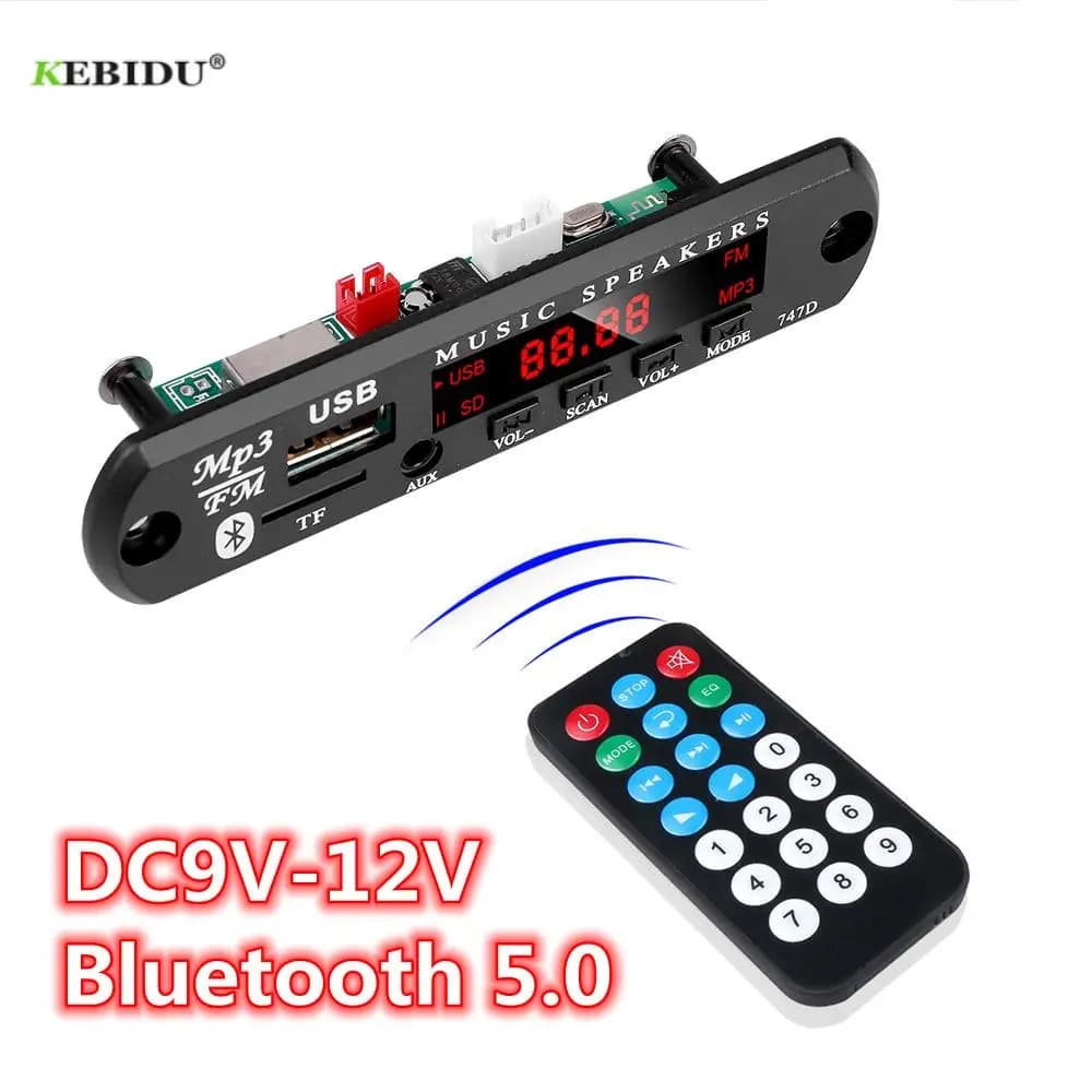 KEBIDU 9V 12V MP3 WMA Decoder Board modulo Audio USB TF Radio Bluetooth5.0 Wireless Music Car lettore MP3 con telecomando