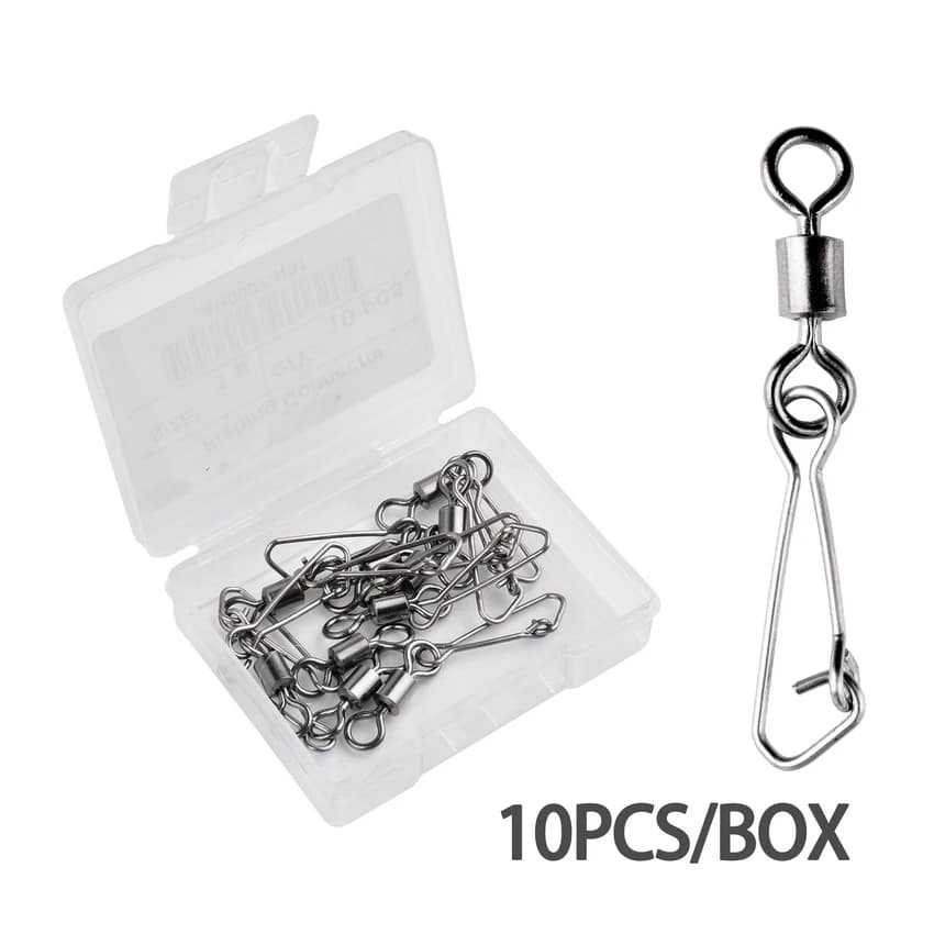 10 pieces 12 # -2/0 # Stainless Steel Fishing Connector Pin Bearing Rolling Snap Pins Hooks Accessories for fishing gear boxes